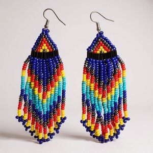 Beaded Southwestern Style Fringe Earrings